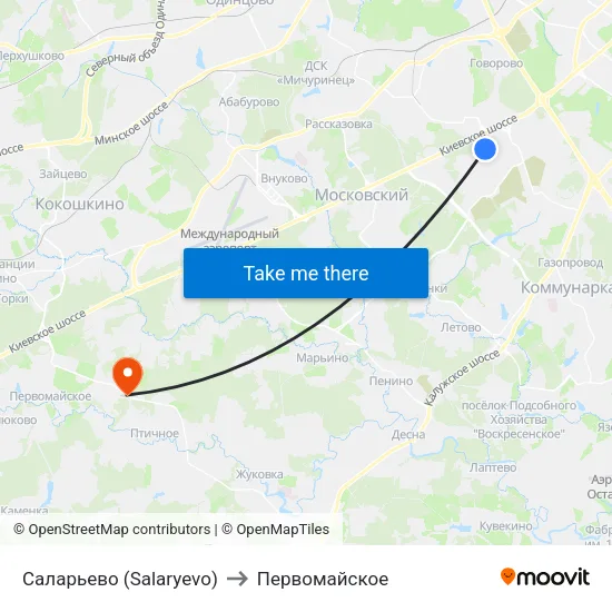 Саларьево (Salaryevo) to Первомайское map