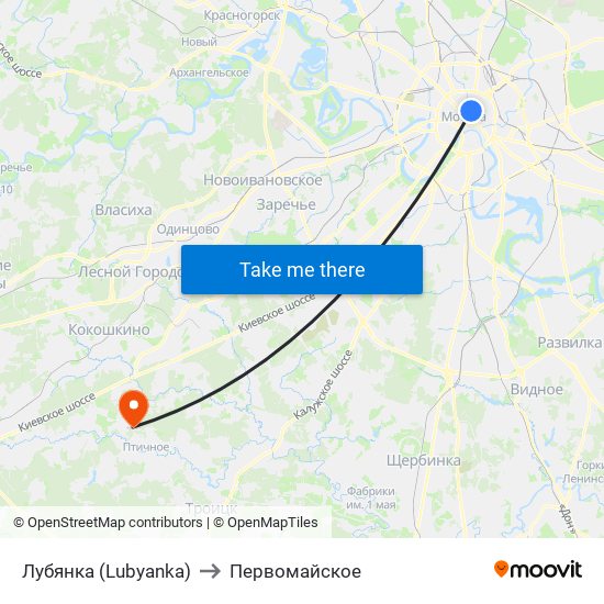 Лубянка (Lubyanka) to Первомайское map