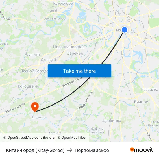 Китай-Город (Kitay-Gorod) to Первомайское map