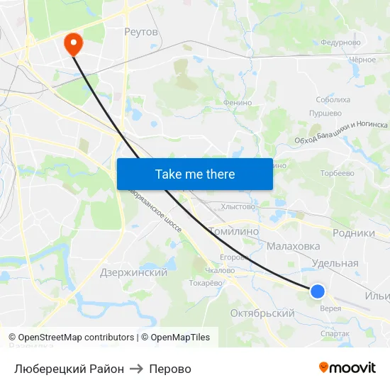 Люберецкий Район to Перово map