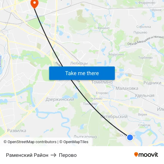 Раменский Район to Перово map
