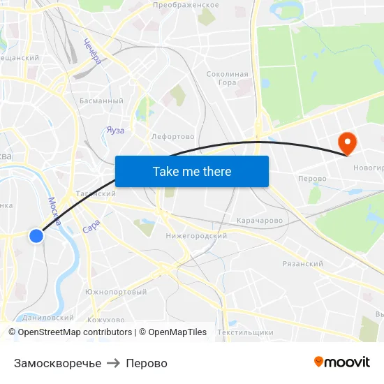 Замоскворечье to Перово map