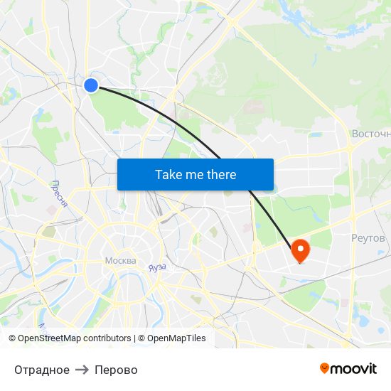 Отрадное to Перово map