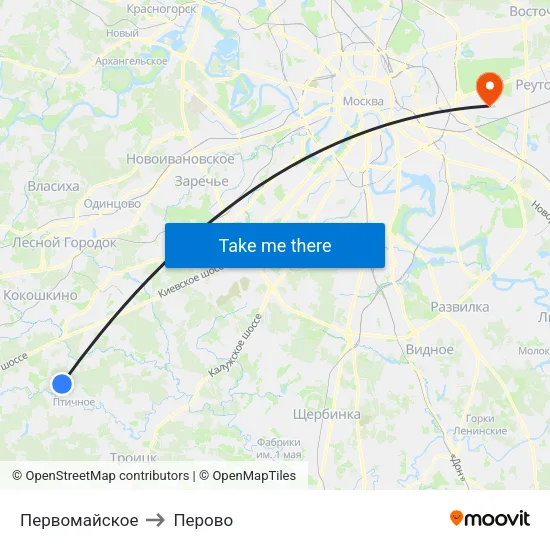 Первомайское to Перово map