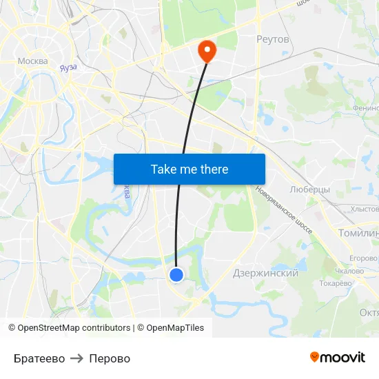 Братеево to Перово map