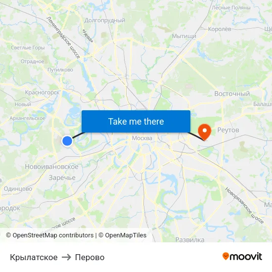 Крылатское to Перово map