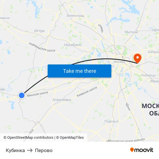 Кубинка to Перово map