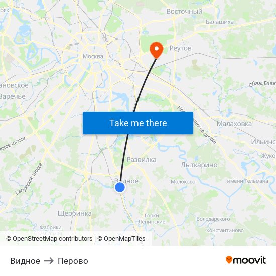 Видное to Перово map