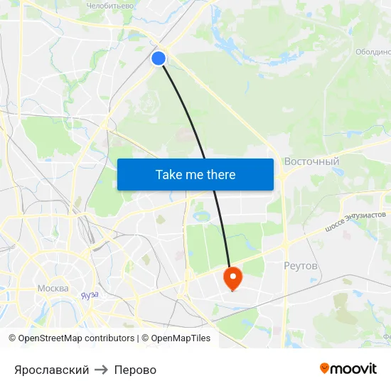 Ярославский to Перово map