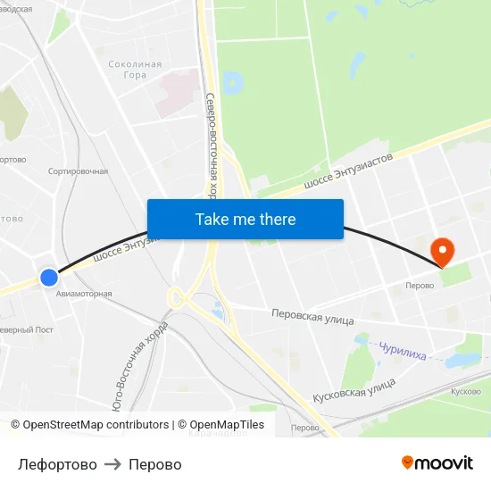 Лефортово to Перово map