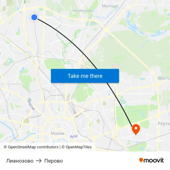 Лианозово to Перово map