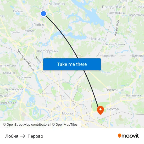 Лобня to Перово map