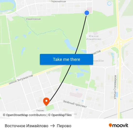 Восточное Измайлово to Перово map