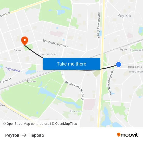 Реутов to Перово map