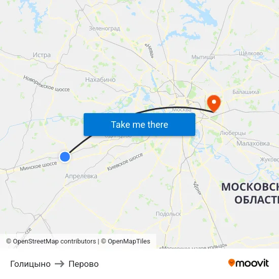 Голицыно to Перово map
