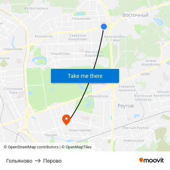 Гольяново to Перово map