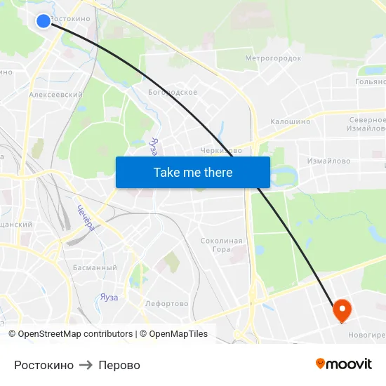 Ростокино to Перово map