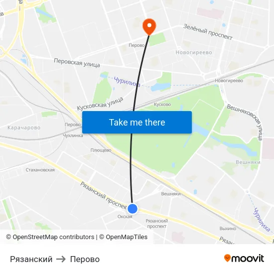 Рязанский to Перово map
