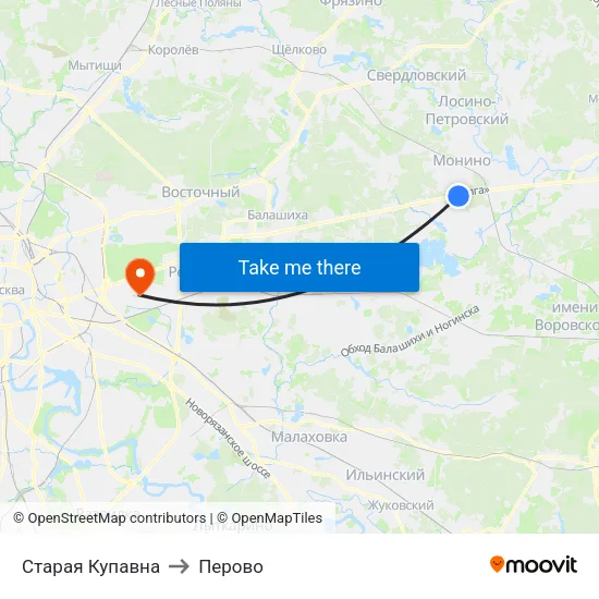 Старая Купавна to Перово map