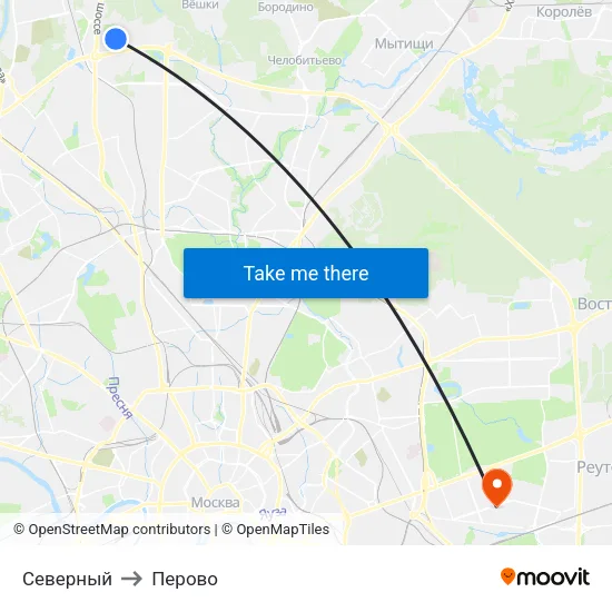Северный to Перово map