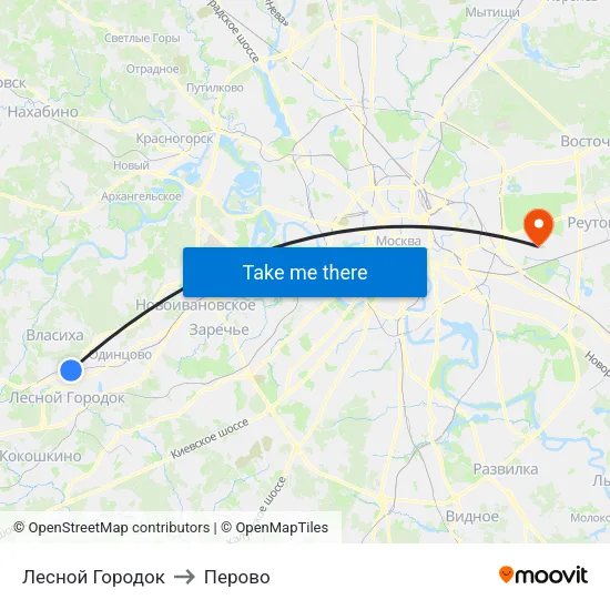 Лесной Городок to Перово map
