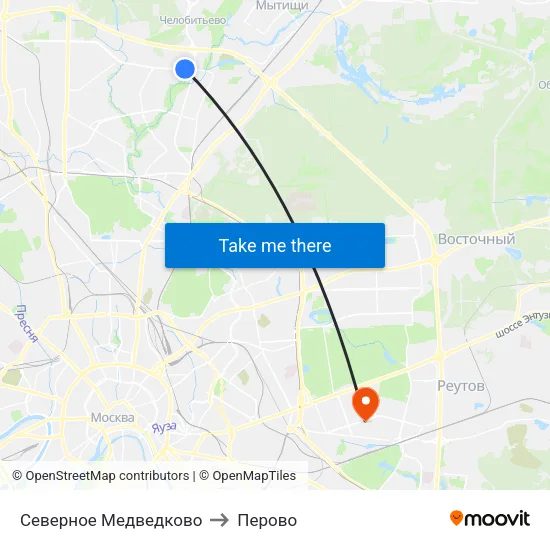 Северное Медведково to Перово map