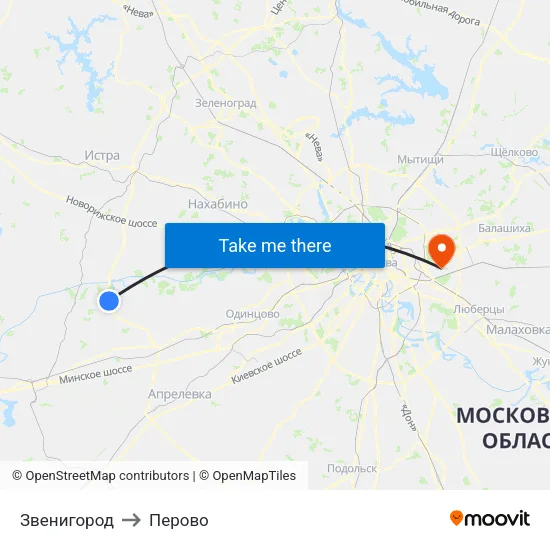 Звенигород to Перово map