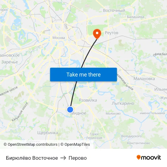 Бирюлёво Восточное to Перово map