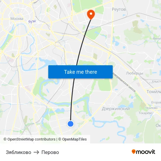 Зябликово to Перово map