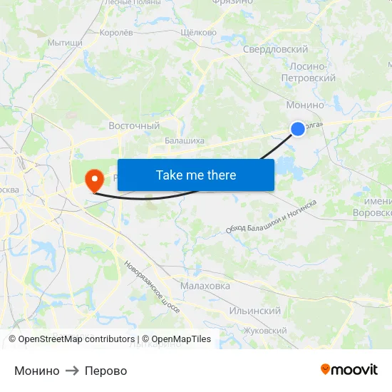 Монино to Перово map
