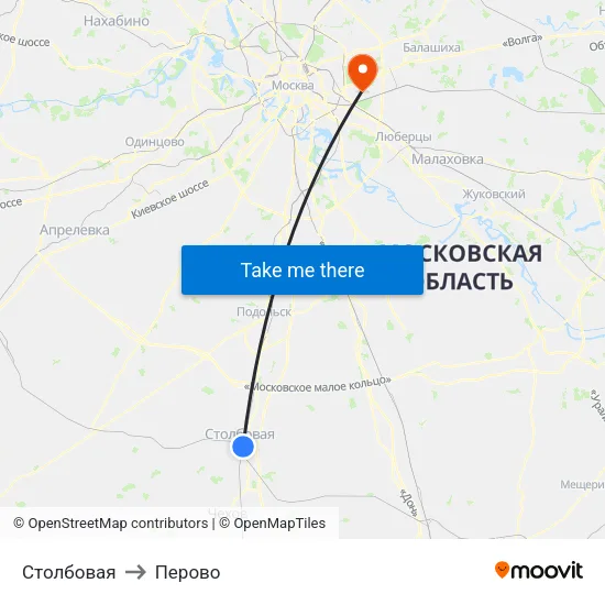 Столбовая to Перово map