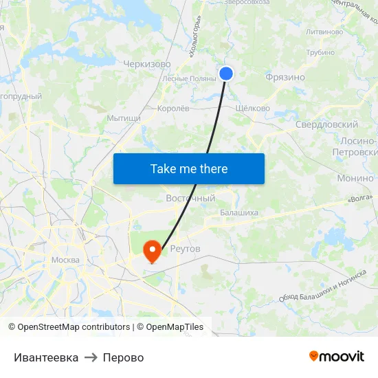 Ивантеевка to Перово map