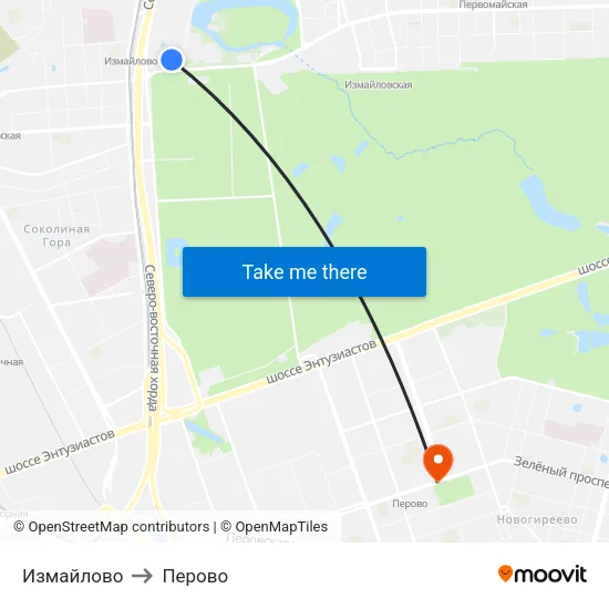 Измайлово to Перово map