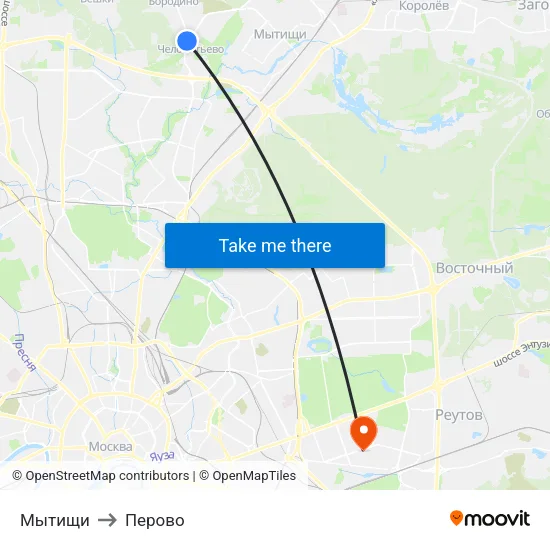 Мытищи to Перово map