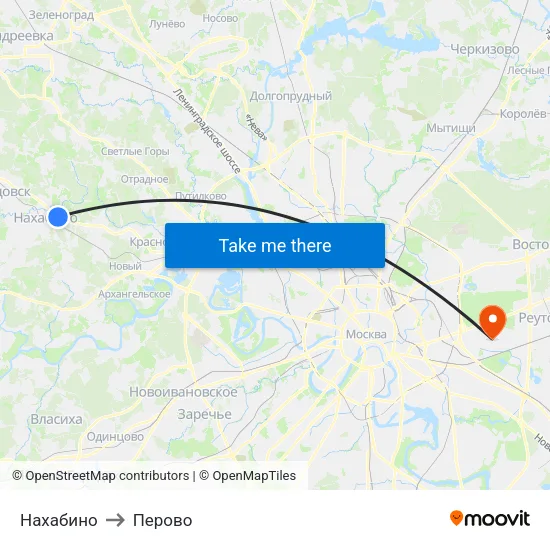 Нахабино to Перово map
