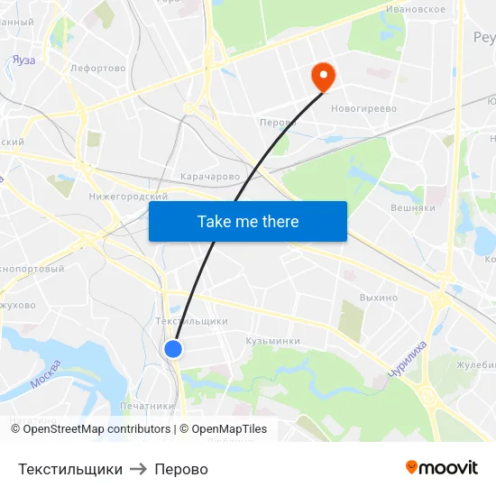 Текстильщики to Перово map