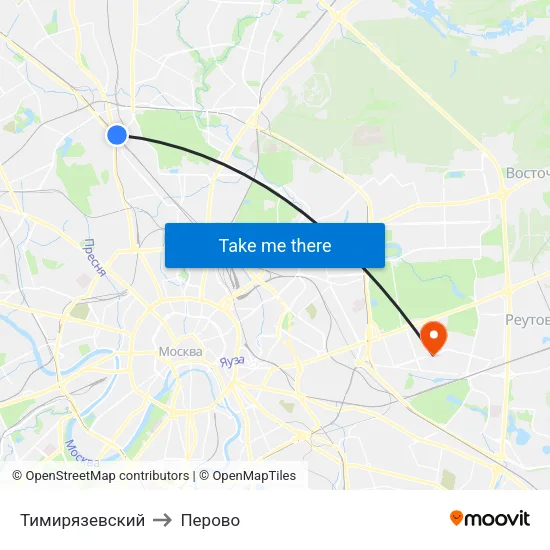 Тимирязевский to Перово map
