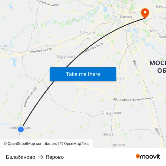 Балабаново to Перово map