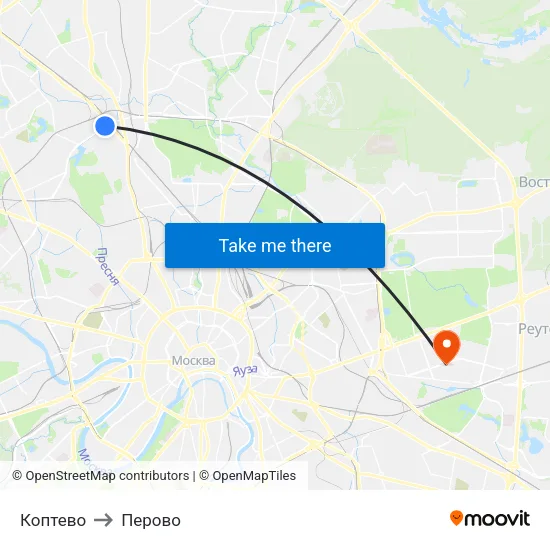 Коптево to Перово map