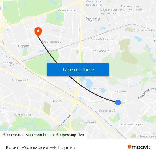 Косино-Ухтомский to Перово map