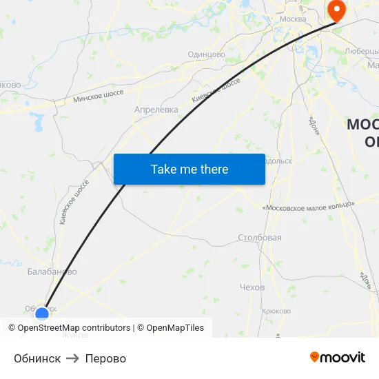 Обнинск to Перово map