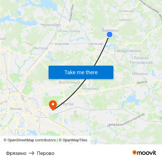 Фрязино to Перово map