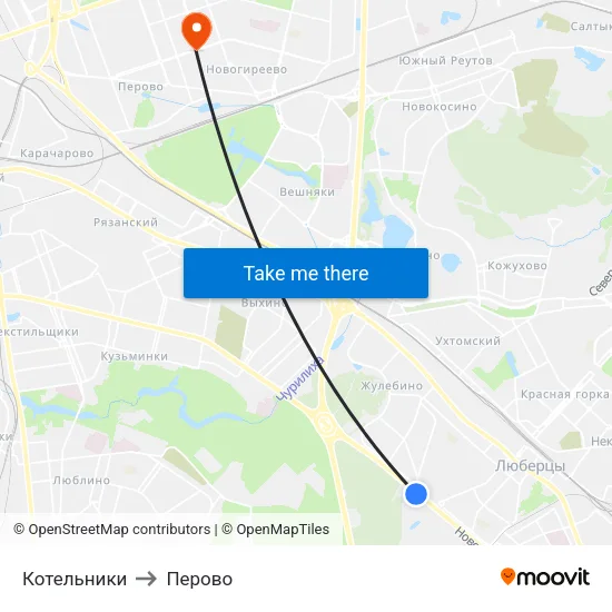 Котельники to Перово map