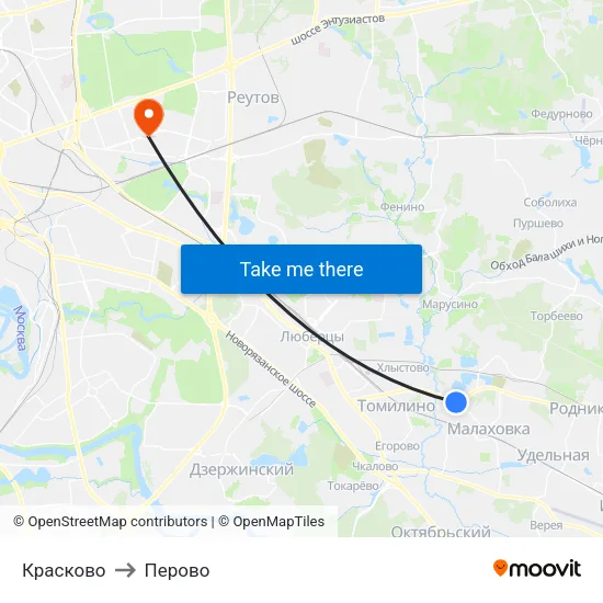 Красково to Перово map