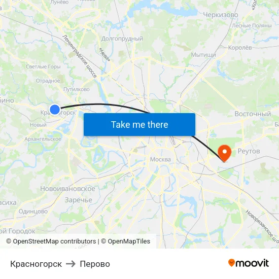 Красногорск to Перово map
