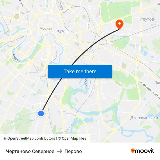 Чертаново Северное to Перово map