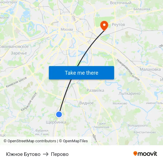 Южное Бутово to Перово map