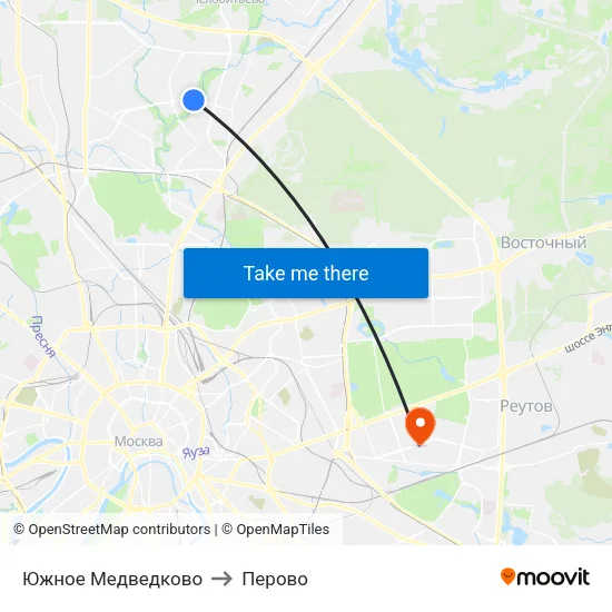 Южное Медведково to Перово map