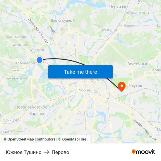 Южное Тушино to Перово map
