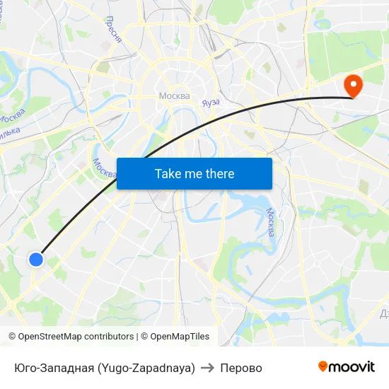 Юго-Западная (Yugo-Zapadnaya) to Перово map